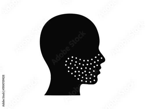 Human Face Silhouette Showing Skin Disease or Rash Symptoms.