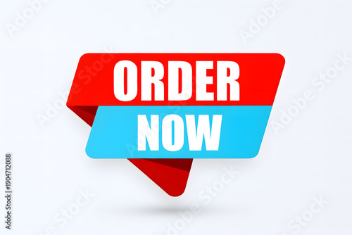 A colorful order now button with red and blue