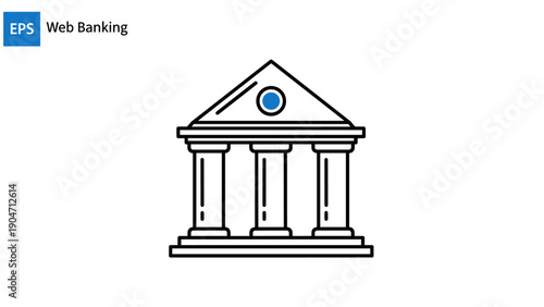 Bank Building Icon with Columns and Pediment