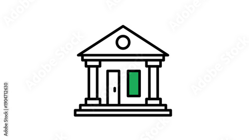 Simple Icon Of A Bank Building With Columns