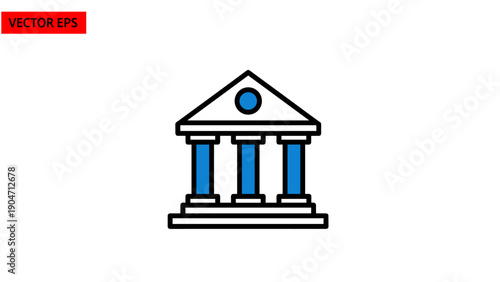 Classic Bank Building Icon with Columns