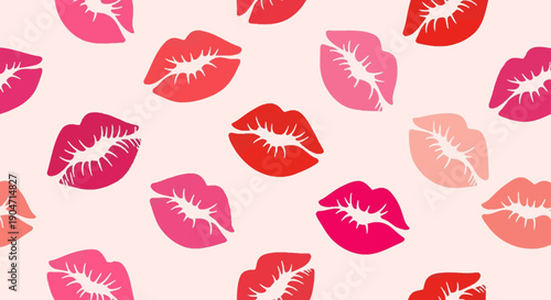Colorful Lipstick Prints on White Background.