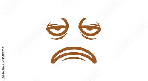 Brown cartoon face with closed eyes and sad mouth, representing fatigue or boredom