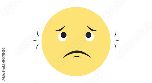 Cartoon illustration of a yellow sad face emoji, depicting feelings of disappointment, sorrow, discomfort, or distress with expressive lines