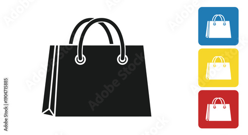 Collection of shopping bag icons illustrating retail commerce and purchase transactions clearly depicted