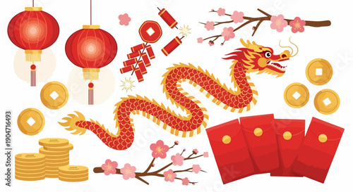 flat illustration of Chinese New Year moment