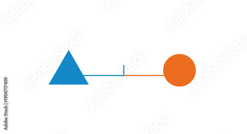 Abstract Flow Diagram: Connection and Transition Between Blue Triangle and Orange Circle. Data Visualization, Process Mapping, Input Output Concept.