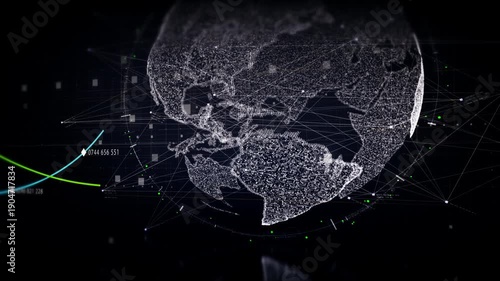Futuristic screen display matrix, hi-tech digital data telemetry with encrypted numbers, display dynamic background for computer desktop screen display format
