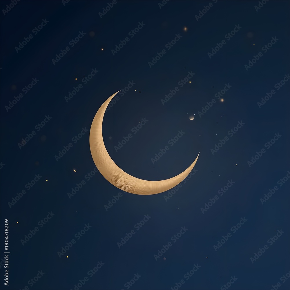 Fototapeta premium The Golden Crescent: A Celestial Night Dream.