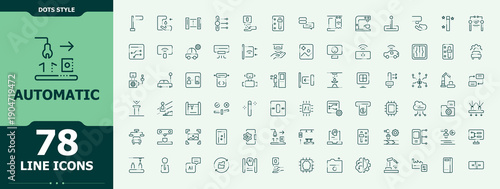 Automatic icon set. car and automation icon set. Includes symbols for transport, technology, car and automation, ai, automation, car and more. Art and illustration.