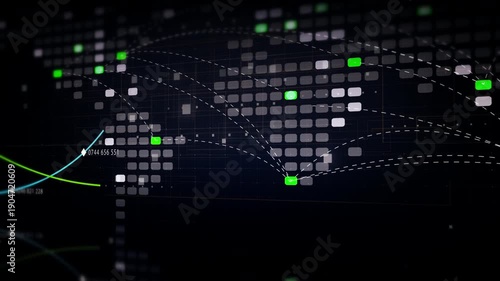Futuristic screen display matrix, hi-tech digital data telemetry with encrypted numbers, display dynamic background for computer desktop screen display format