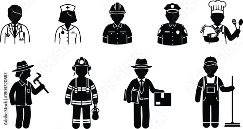 Various occupation silhouettes