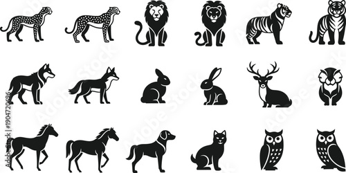 Collection of various animal silhouettes