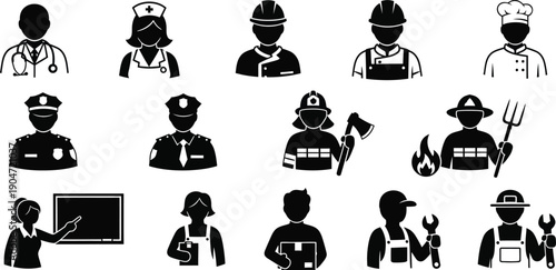 Collection of various occupation silhouettes
