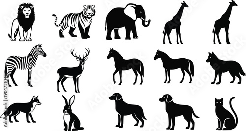 Collection of various animal silhouettes