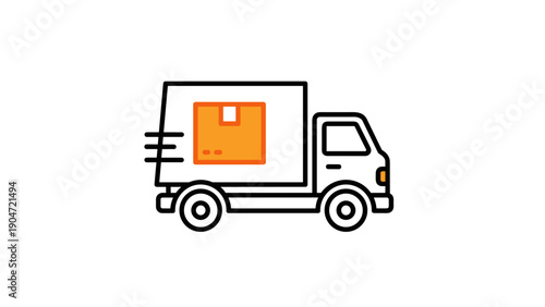 Delivery Truck With Orange Package Icon