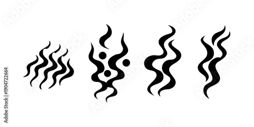 Abstract black and white illustration of various wavy line designs Vector
