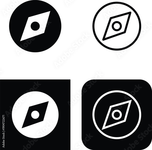 Compass icon with black colour drawing effect with white background.