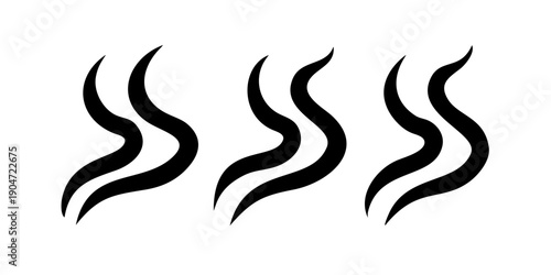 Three abstract black symbols on a white background representing a stylized concept Vector