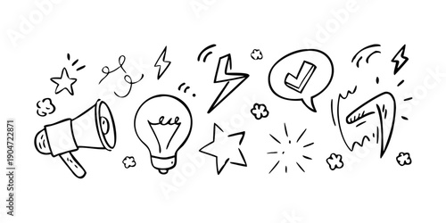 Creative illustration of communication and idea sharing with various symbols Vector