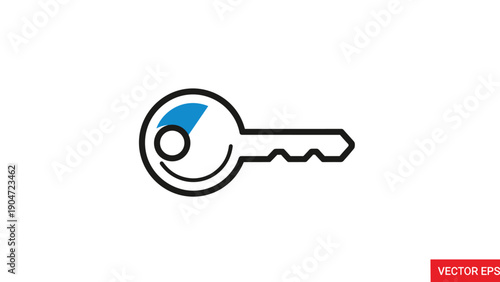 Minimalist Key Icon with Blue Accent