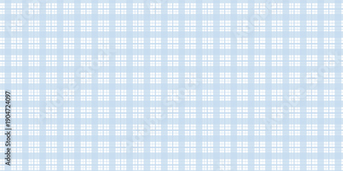 Seamless Light Blue Gingham Pattern Background. Classic Two-Tone Pastel Plaid Check Design for Fabric, Textile, Wallpaper, and Picnic Decor.eps.10