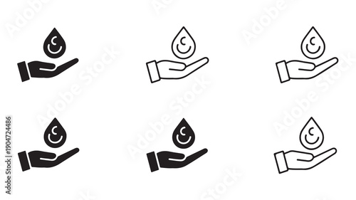 Water drop hand charity donation helping needy Islamic giving alms sustainability care