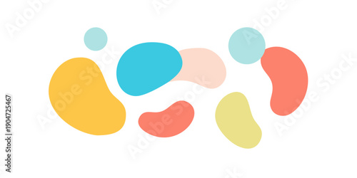 Vibrant abstract shapes in pastel colors floating against a white background Vector