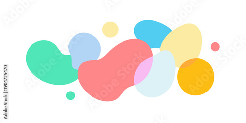 Vibrant abstract shapes in various colors floating against a white background Vector
