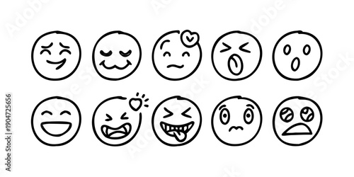 A collection of diverse emojis expressing various emotions and reactions Vector