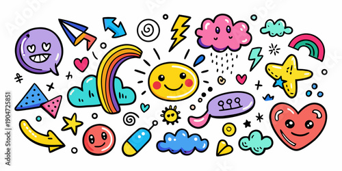 A vibrant and colorful illustration of various candy and sweet treats Vector