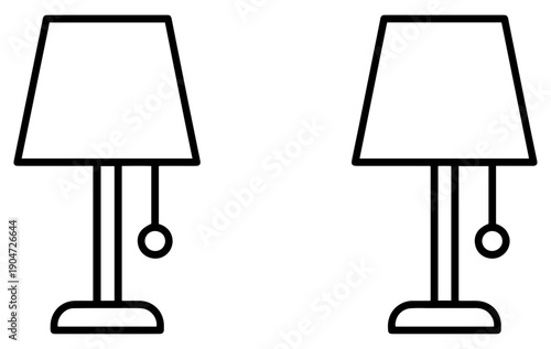 lampshade lighting vector icons set