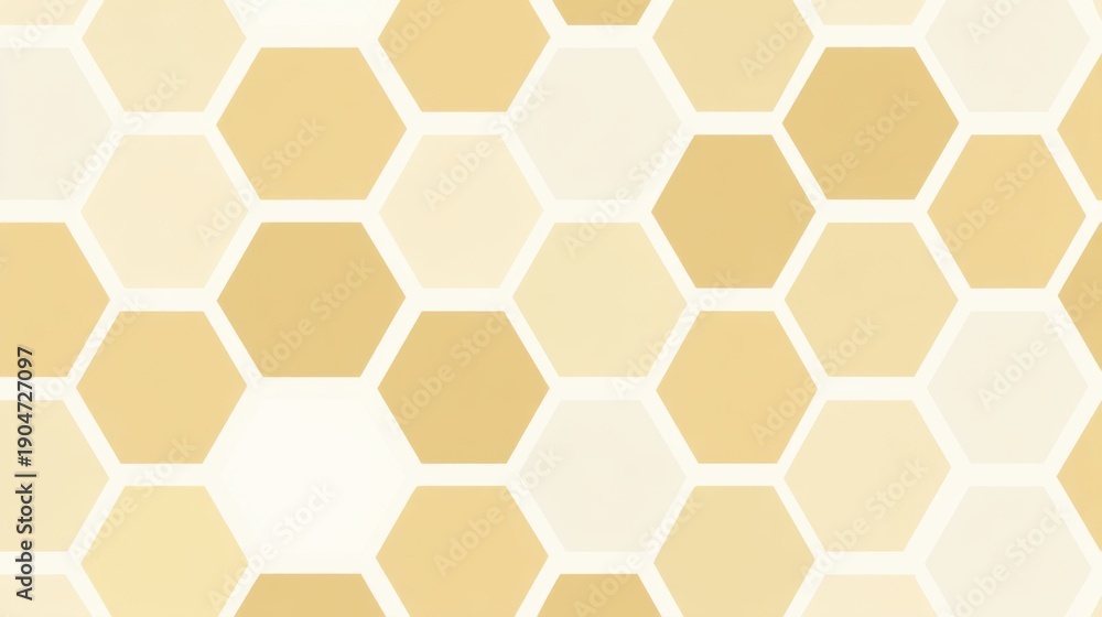 Obraz premium Minimal hexagonal honeycomb pattern in muted yellow abstract design digital art contemporary close-up view aesthetic appeal
