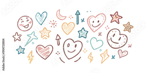 A colorful array of various icons and symbols representing love and affection Vector