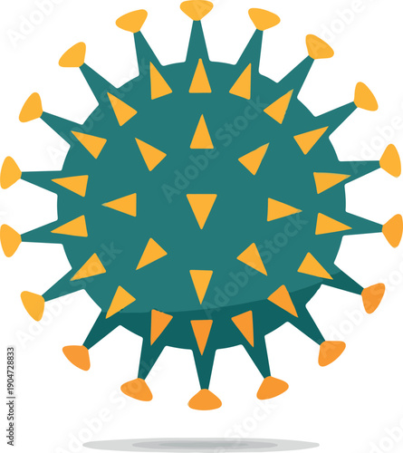 Illustration of a microscopic viral particle with distinctive spike proteins, representing a widespread pathogen causing global health concerns and infectious disease outbreaks
