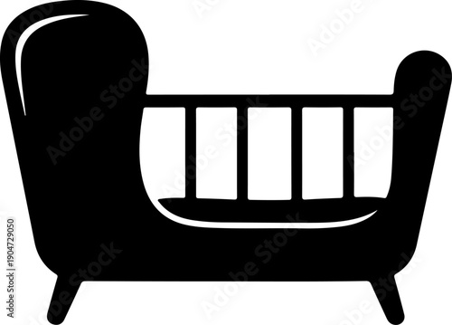 Baby bed silhouette vector illustration