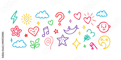 A vibrant collection of diverse and colorful icons representing various objects and symbols Vector