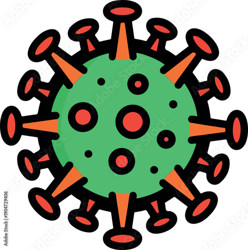 Symbolic illustration of a microscopic pathogen or infectious agent, representing viral outbreaks, public health challenges, and disease prevention in a global context