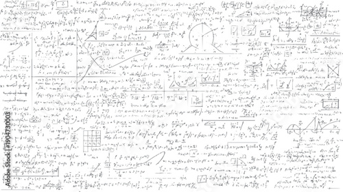 Handwritten mathematical equations and diagrams on white background mathematics formula science education