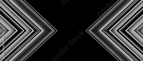 Abstract grey arrow direction geometric on black blank space design modern futuristic technology background vector