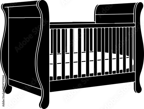 Baby bed silhouette vector illustration