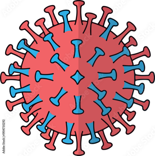 Stylized depiction of a biological virus particle, symbolizing global health challenges, infection, and public health awareness concepts