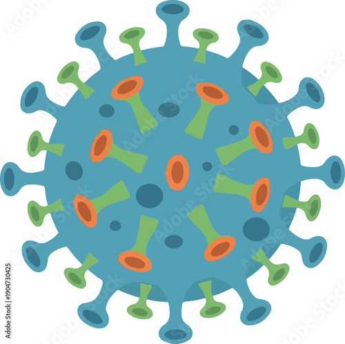 Microscopic view of a dangerous pathogenic virus, a biological threat causing widespread global pandemic and health crisis illustrated in a simplified style
