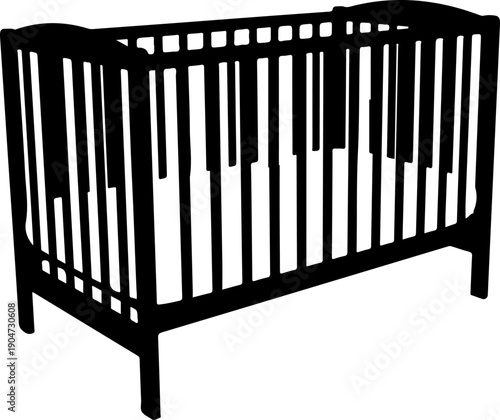 Baby bed silhouette vector illustration