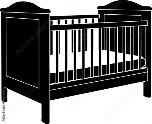 Baby bed silhouette vector illustration
