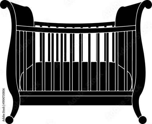 Baby bed silhouette vector illustration