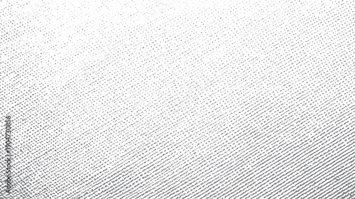 Gray dots and lines pattern on white background. Fading density from bottom right to left abstract texture