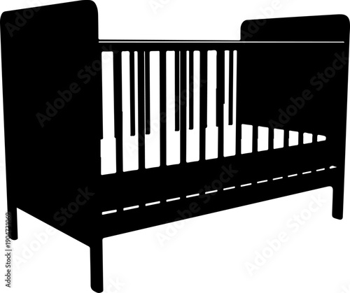 Baby bed silhouette vector illustration