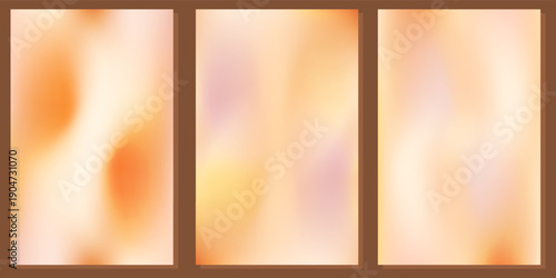 Set of gradient background in peach fuzz colors. Color of the Year concept. Great for creative needs, design concepts, wallpapers, web. Blurred background