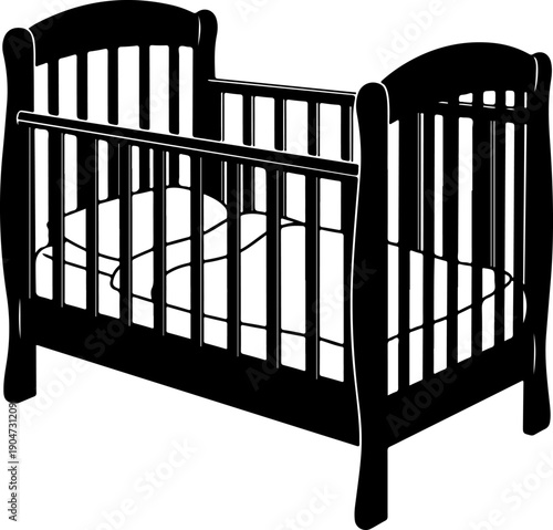 Baby bed silhouette vector illustration